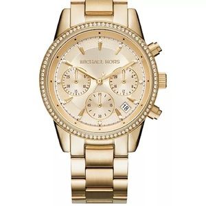 Gold Michael Kors Watch, Women’s Chronograph Ritz Stainless Steel Watch $200 OFF